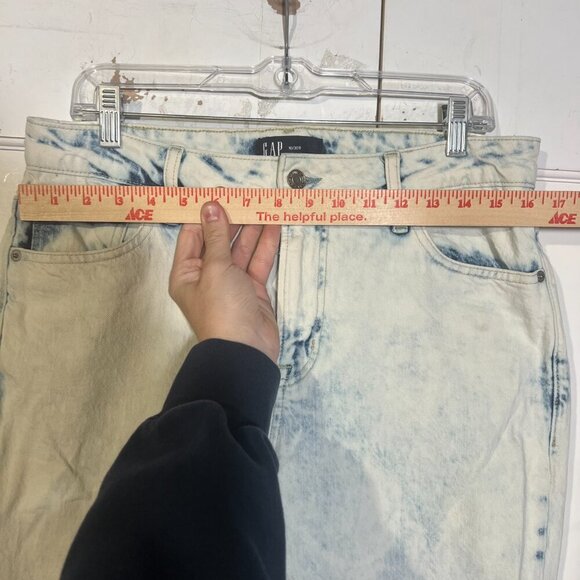 GAP Acid Wash Boyfriend Jeans Baggy Straight Leg Size 10 / 30 Light Blue Stretch - Picture 4 of 9